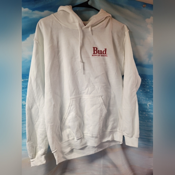 Budweiser Other - Budweiser NWT NEW White Hoodie‎ Sweatshirt Mens Size Small